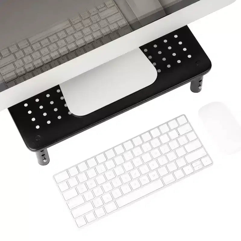 Supporto per monitor Mind Reader, regolabile in altezza, rialzo per laptop ventilato, per ufficio, in metallo, 36,8 cm L x 23,5 cm P x 10,2-14 cm H, nero