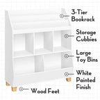 RiverRidge Kids' Organizer per giocattoli CatchAll da 35" con contenitori e scaffali portagiochi, bianco
