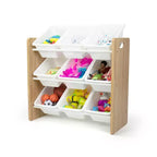 Contenitore giocattoli Kids' Journey con 9 contenitori in plastica legno naturale/bianco - Humble Crew: Struttura in MDF, 3 ripiani