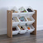 Contenitore giocattoli Kids' Journey con 9 contenitori in plastica legno naturale/bianco - Humble Crew: Struttura in MDF, 3 ripiani