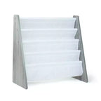 Kids' Bookshelf 4 Tier Book Organizer Gray - Humble Crew: Small Bookcase for Kids, MDF, Anti-Tip, Open Shelves
