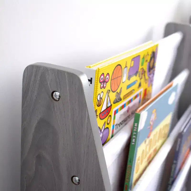 Libreria per bambini a 4 ripiani, organizer per libri grigio - Humble Crew: piccola libreria per bambini, in MDF, antiribaltamento, ripiani aperti