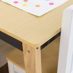 Set scrivania e sedia per bambini Humble Crew, in legno naturale: telaio in MDF, tavolo rettangolare, 3+ anni, set da 2 pezzi