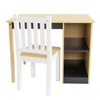 Set scrivania e sedia per bambini Humble Crew, in legno naturale: telaio in MDF, tavolo rettangolare, 3+ anni, set da 2 pezzi
