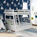Letto a castello Twin Over Full per bambini Emma Bianco - ioHOMES