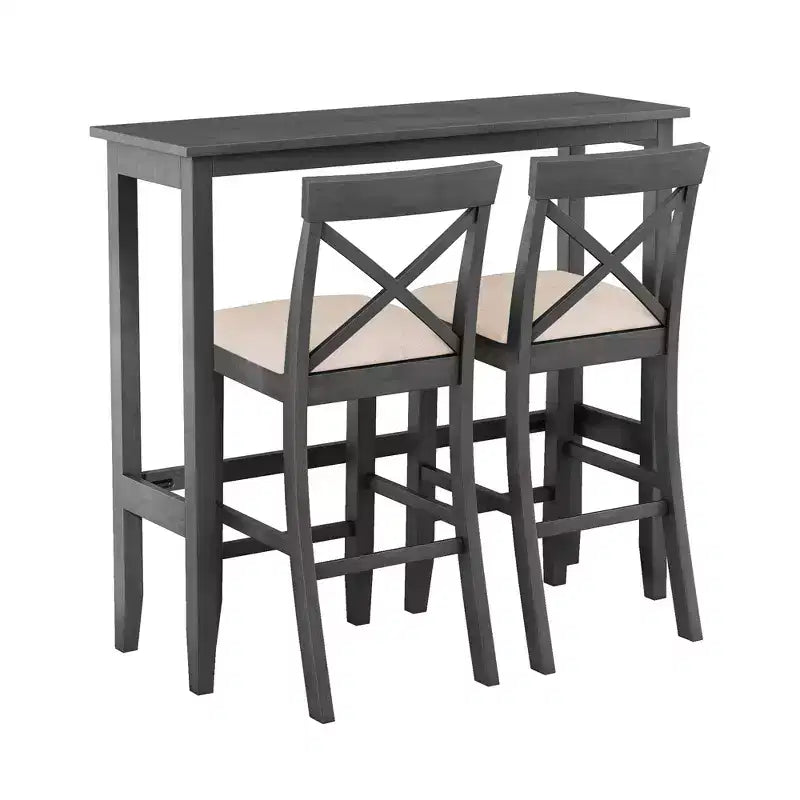 Set tavolo da pranzo rettangolare in legno stile rustico Farmhouse 47.5, altezza bancone, angolo colazione in cucina con 2 sedie per piccoli spazi - ModernLuxe