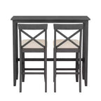Set tavolo da pranzo rettangolare in legno stile rustico Farmhouse 47.5, altezza bancone, angolo colazione in cucina con 2 sedie per piccoli spazi - ModernLuxe