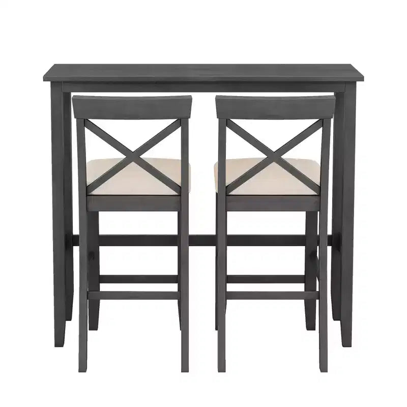 Set tavolo da pranzo rettangolare in legno stile rustico Farmhouse 47.5, altezza bancone, angolo colazione in cucina con 2 sedie per piccoli spazi - ModernLuxe