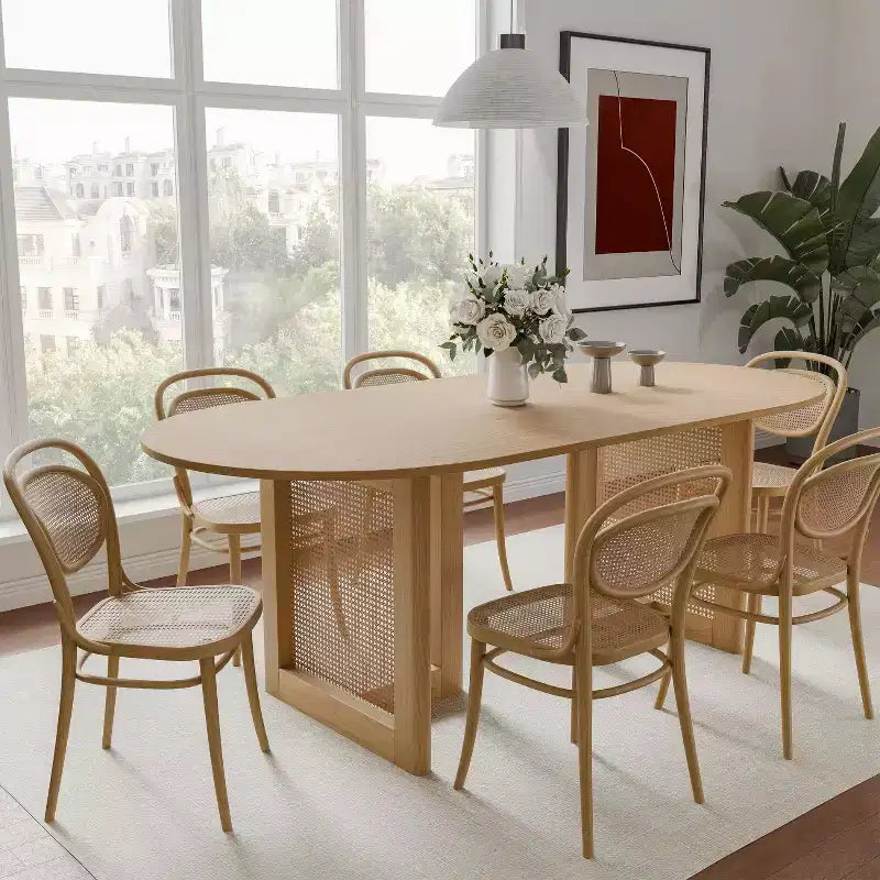 Dovelina 67 Tavolo da Pranzo Ovale Moderno Tavolo da Cucina Rustico per 6 Persone