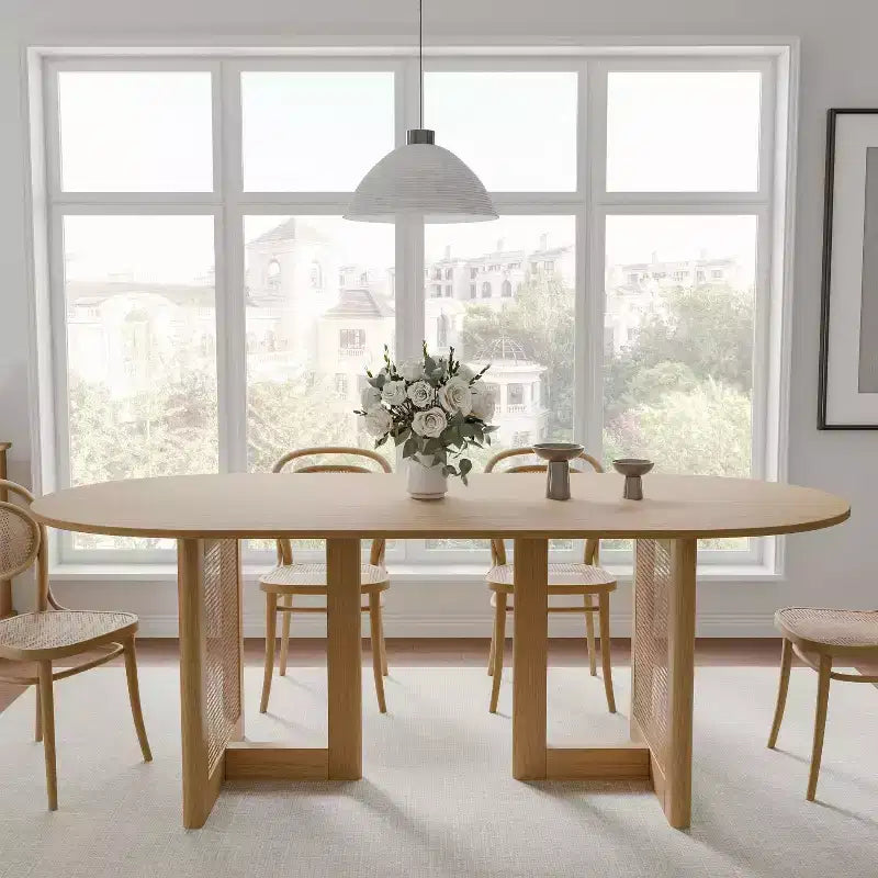 Dovelina 67 Tavolo da Pranzo Ovale Moderno Tavolo da Cucina Rustico per 6 Persone