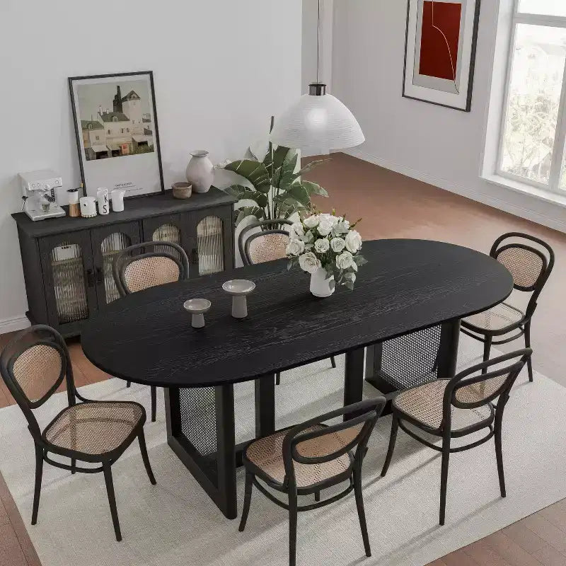 Dovelina 67 Tavolo da Pranzo Ovale Moderno Tavolo da Cucina Rustico per 6 Persone