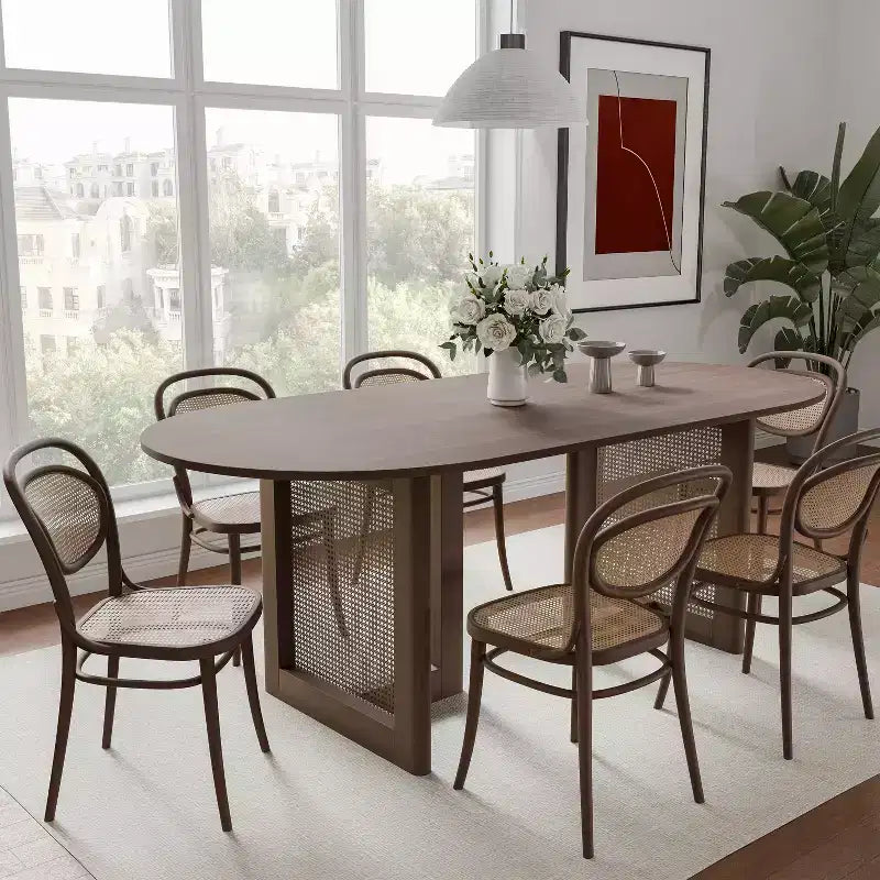 Dovelina 67 Tavolo da Pranzo Ovale Moderno Tavolo da Cucina Rustico per 6 Persone