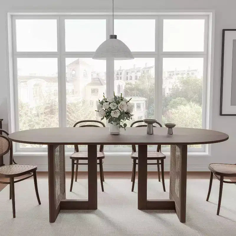 Dovelina 67 Tavolo da Pranzo Ovale Moderno Tavolo da Cucina Rustico per 6 Persone