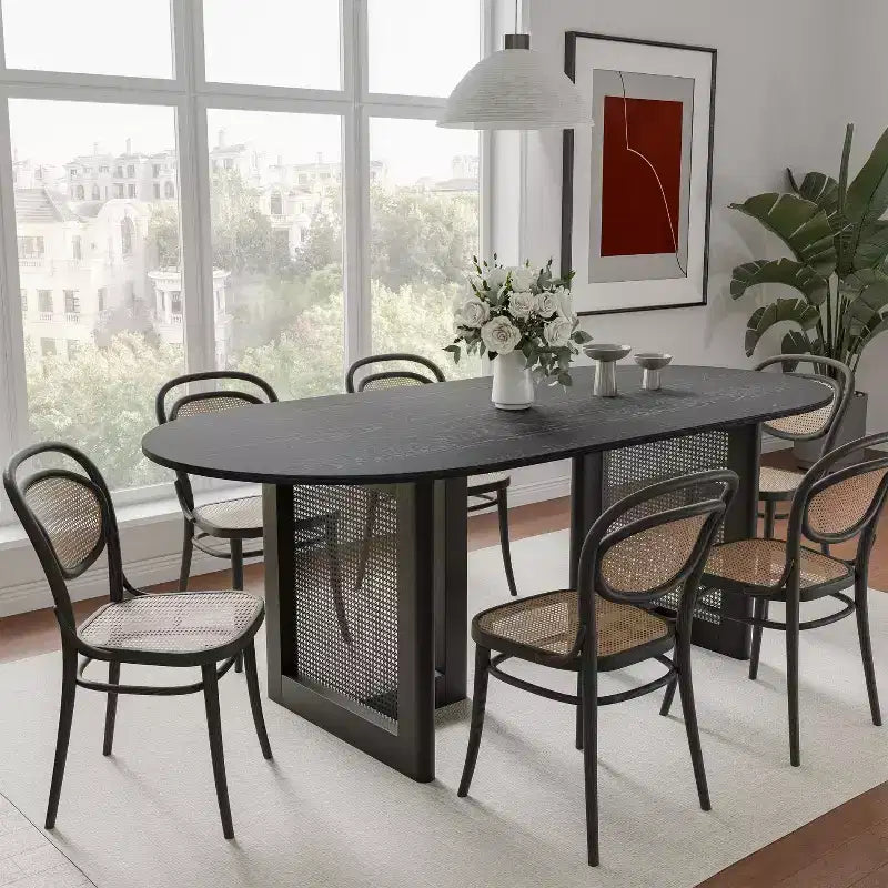 Dovelina 67 Tavolo da Pranzo Ovale Moderno Tavolo da Cucina Rustico per 6 Persone