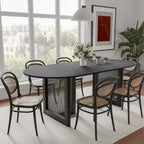Dovelina 67 Tavolo da Pranzo Ovale Moderno Tavolo da Cucina Rustico per 6 Persone