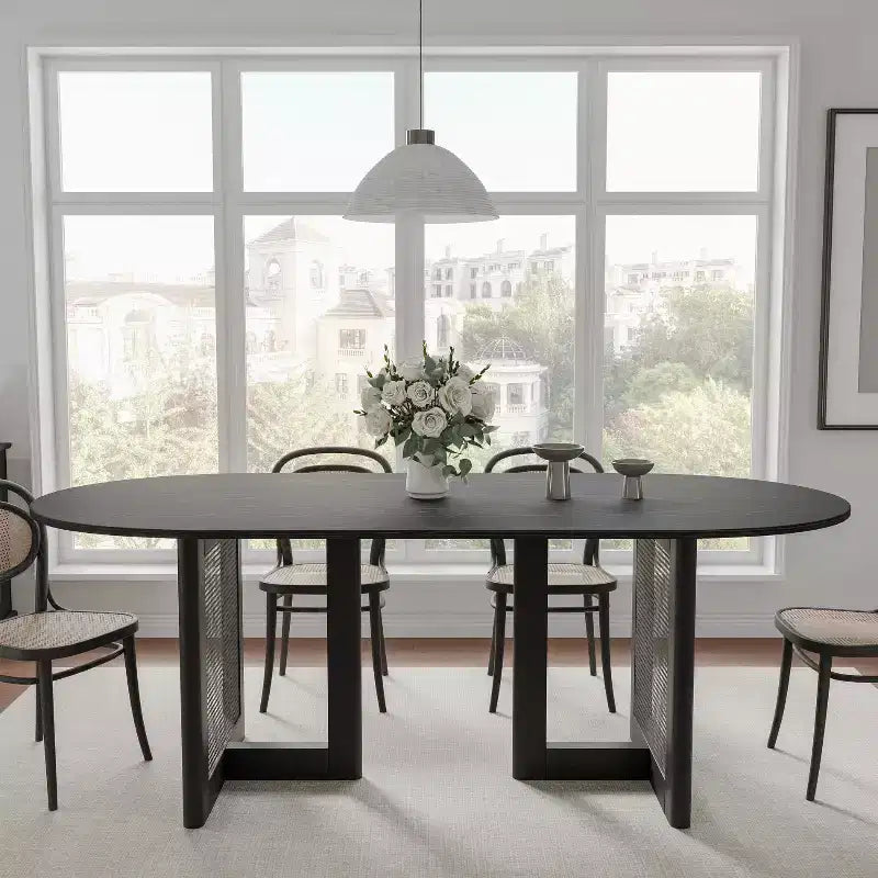 Dovelina 67 Tavolo da Pranzo Ovale Moderno Tavolo da Cucina Rustico per 6 Persone