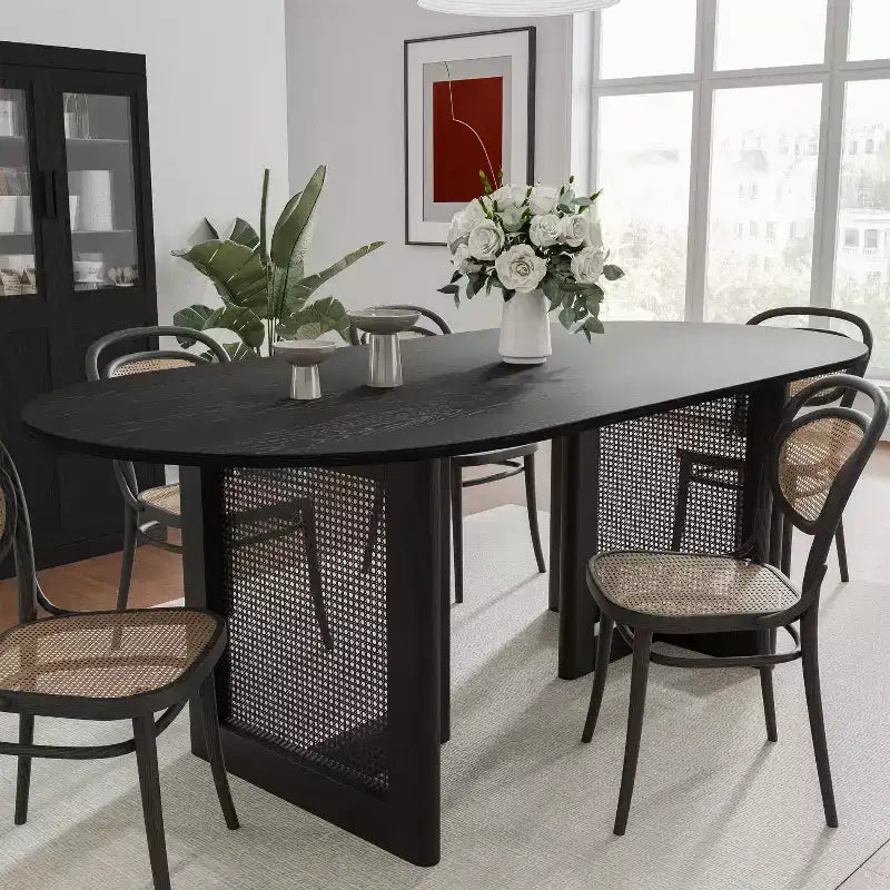 Dovelina 67 Tavolo da Pranzo Ovale Moderno Tavolo da Cucina Rustico per 6 Persone
