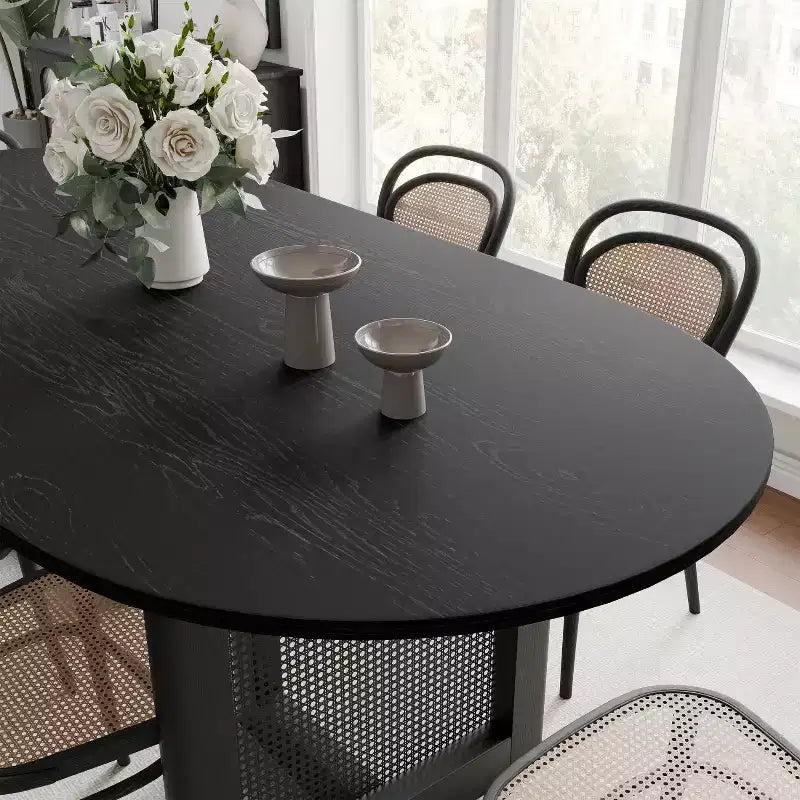 Dovelina 67 Tavolo da Pranzo Ovale Moderno Tavolo da Cucina Rustico per 6 Persone