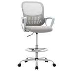 JIONJOY Sedia ergonomica da disegno per ufficio alta con schienale in rete e braccioli fissi