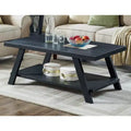 Roundhill Furniture Athens Contemporary Replicated Wood Shelf Coffee Table in Black Finish