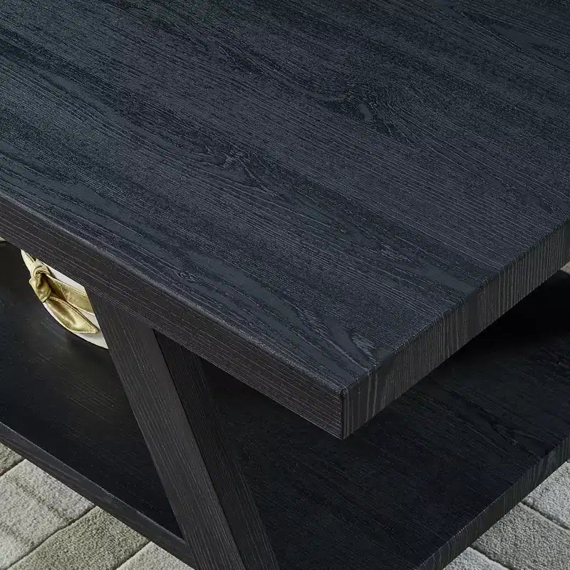 Tavolino da caffè con ripiano Roundhill Furniture Athens, in legno replicato contemporaneo, con finitura nera