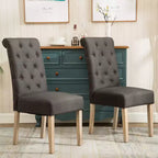 Sedie da pranzo Parsons imbottite in legno massello Roundhill Furniture Habit, antracite, set da 2