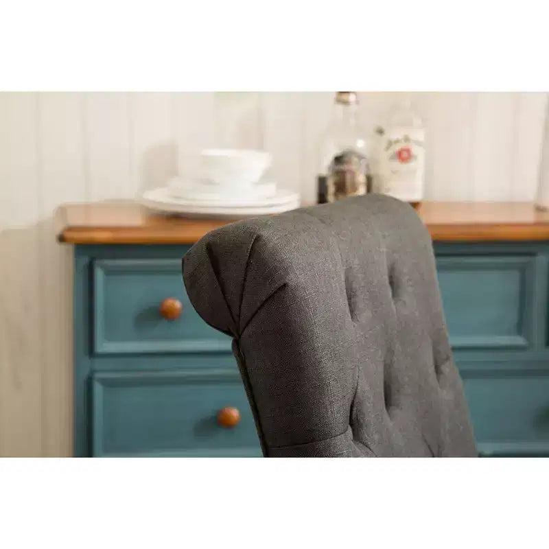 Sedie da pranzo Parsons imbottite in legno massello Roundhill Furniture Habit, antracite, set da 2