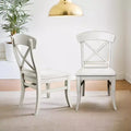 Roundhill Furniture Harola Cross-back Dining Side Chairs, Smoky White Finish, Set of 2