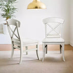 Roundhill Furniture Harola Cross-back Dining Side Chairs, Smoky White Finish, Set of 2