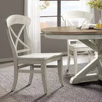 Sedie da pranzo con schienale a croce Roundhill Furniture Harola, finitura bianco fumo, set da 2