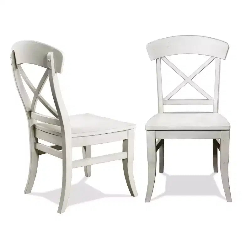Sedie da pranzo con schienale a croce Roundhill Furniture Harola, finitura bianco fumo, set da 2