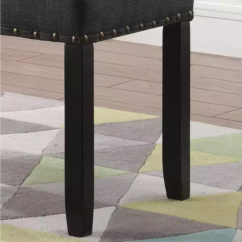 Panca da pranzo in tessuto Biony Roundhill Furniture con bordatura a chiodini, grigia