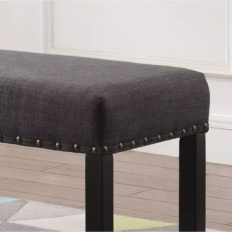 Panca da pranzo in tessuto Biony Roundhill Furniture con bordatura a chiodini, grigia