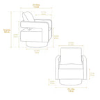 Poltrona girevole accentata quadrata moderna da 29,13" W, poltrona con braccioli girevole a 360 gradi con schienale aperto - ModernLuxe