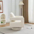 Poltrona girevole accentata quadrata moderna da 29,13" W, poltrona con braccioli girevole a 360 gradi con schienale aperto - ModernLuxe