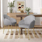 Sedia da pranzo con schienale rotondo con struttura in ferro e rivestimento in tessuto Catherine GDFStudio