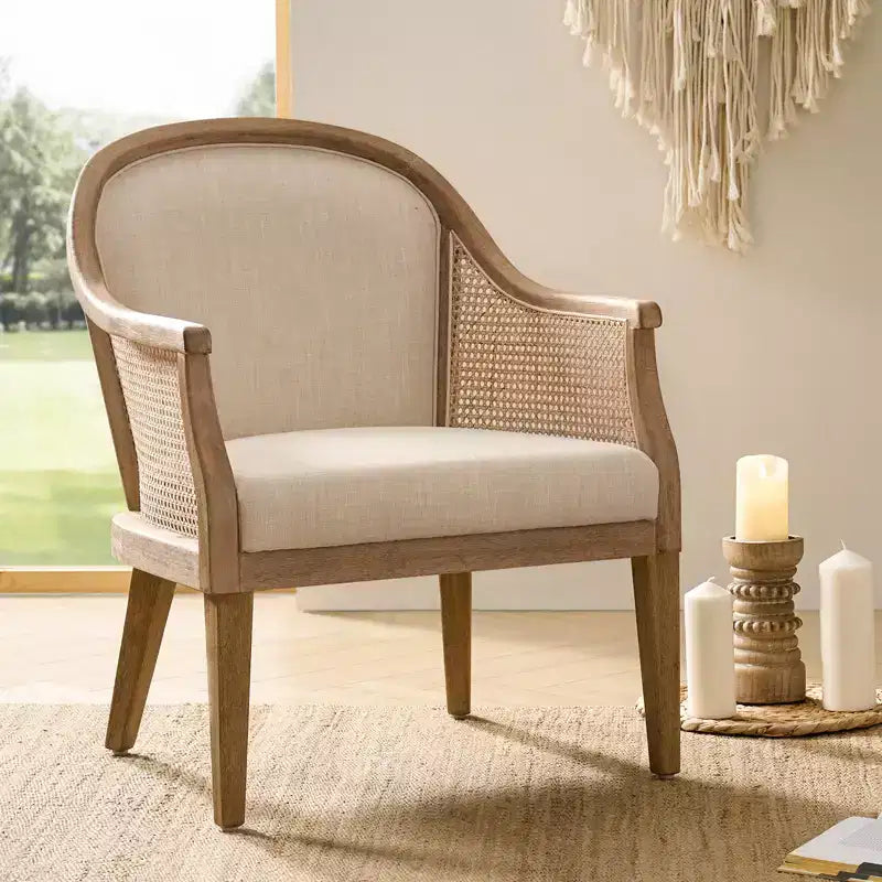 Poltrona Gordon Farmhouse in rattan e legno massello | HULALA HOME
