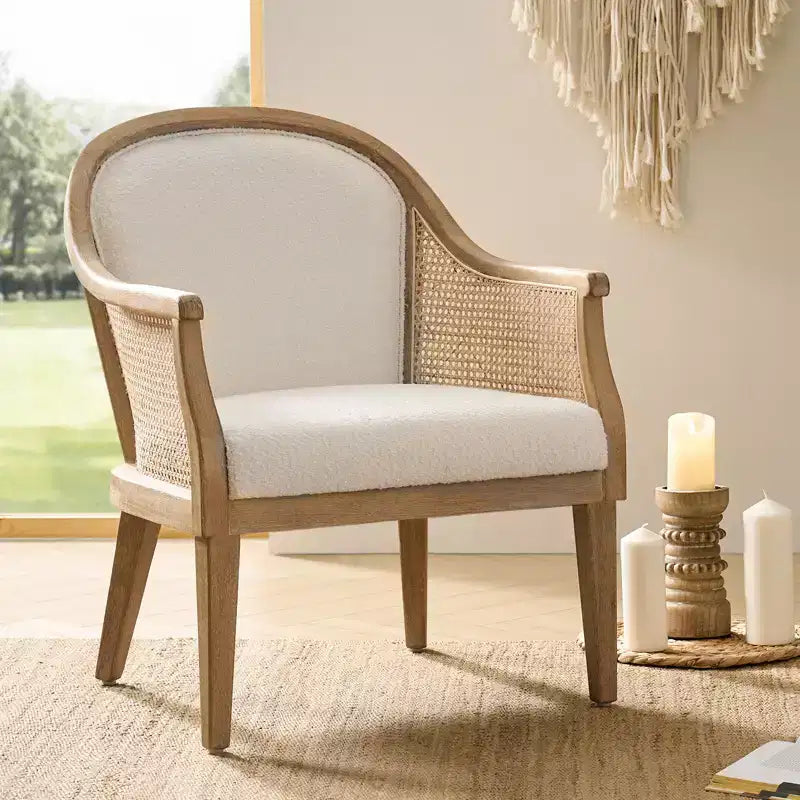 Poltrona Gordon Farmhouse in rattan e legno massello | HULALA HOME