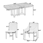 Set da pranzo allungabile rustico Whisen da 7 pezzi con 2 sedie con braccioli e 4 sedie senza braccioli