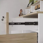 Bancone Reception Bianco Famapy con Cassetti Bloccabili, Bancone Decorativo per Negozi effetto legno, Postazione Lavoro per Computer