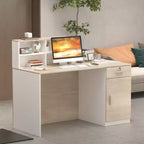 Bancone Reception Bianco Famapy con Cassetti Bloccabili, Bancone Decorativo per Negozi effetto legno, Postazione Lavoro per Computer