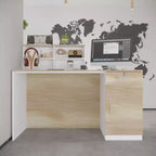 Bancone Reception Bianco Famapy con Cassetti Bloccabili, Bancone Decorativo per Negozi effetto legno, Postazione Lavoro per Computer