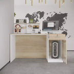 Bancone Reception Bianco Famapy con Cassetti Bloccabili, Bancone Decorativo per Negozi effetto legno, Postazione Lavoro per Computer