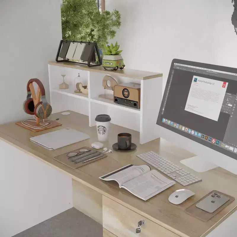 Bancone Reception Bianco Famapy con Cassetti Bloccabili, Bancone Decorativo per Negozi effetto legno, Postazione Lavoro per Computer