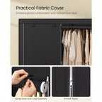 SONGMICS Armadio Portatile, Guardaroba con Copertura in Tessuto, 5 Aste Appendiabiti e Ripiani, 4 Tasche Laterali, 211 x 45 x 167 cm, Nero Inchiostro