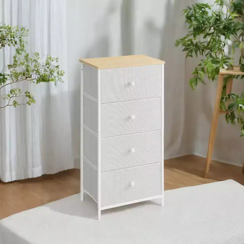 Cassettiera Chic a 4 Cassetti in Tessuto - Soluzione Versatile per Camera da Letto, Soggiorno e Altro Ancora