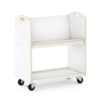 Guidecraft EdQ carrello porta libri su ruote per classe: espositore libreria in legno a 2 ripiani a lato singolo su ruote