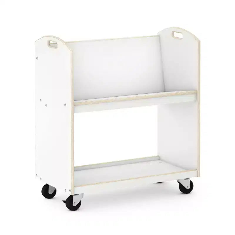Guidecraft EdQ carrello porta libri su ruote per classe: espositore libreria in legno a 2 ripiani a lato singolo su ruote