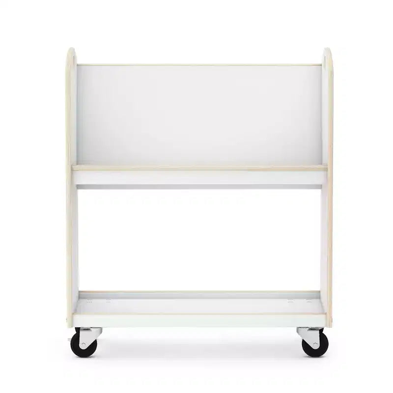 Guidecraft EdQ carrello porta libri su ruote per classe: espositore libreria in legno a 2 ripiani a lato singolo su ruote