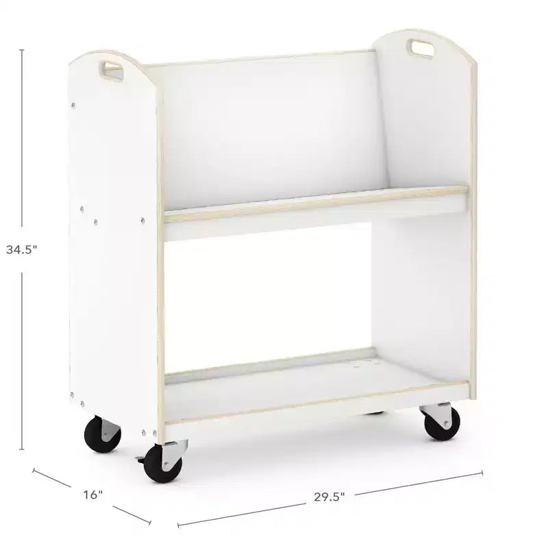 Guidecraft EdQ carrello porta libri su ruote per classe: espositore libreria in legno a 2 ripiani a lato singolo su ruote